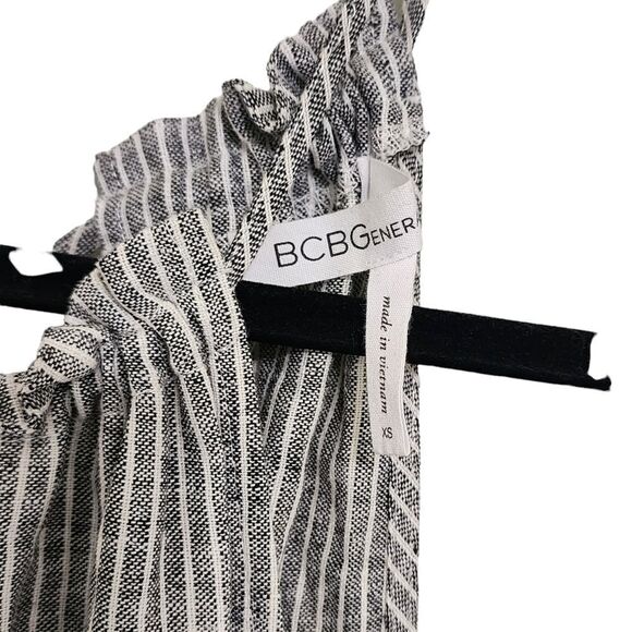 BCBGeneration linen romper black & white striped Sz XS - Picture 3 of 4